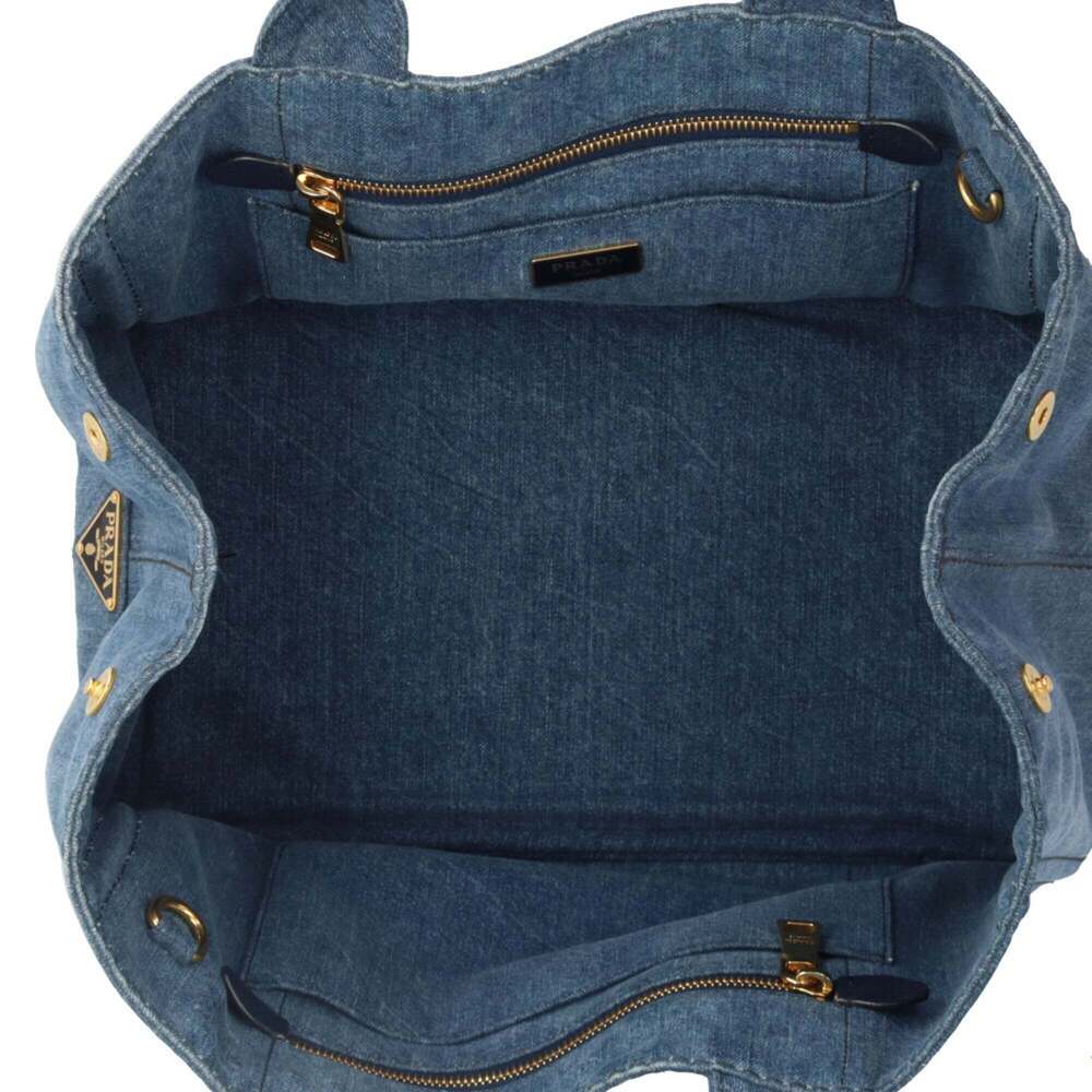 Prada Canapa Tote M Shoulder Bag, Denim 1BG642 Blue, Women's, PRADA 2-way - Picture 8 of 16